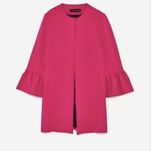 Zara Fuchsia Frill Sleeve Coat